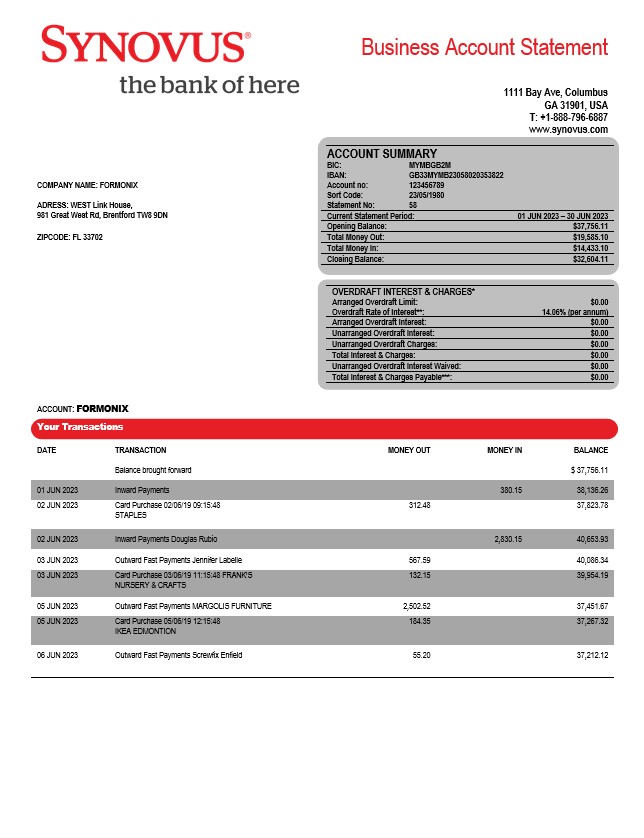  East West Bank firm account statement 